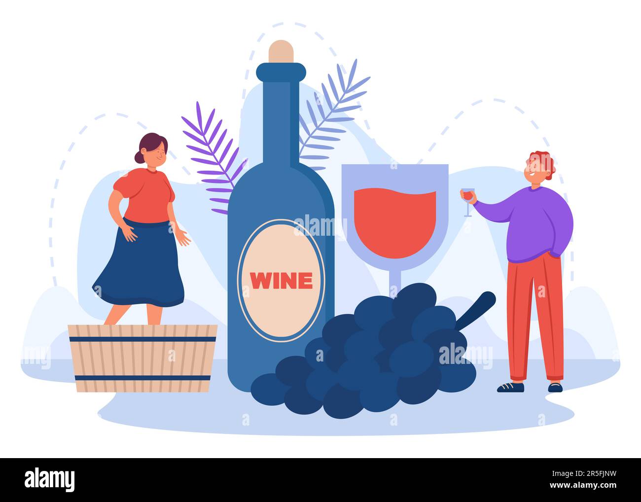 Wine producing and drinking flat vector illustration Stock Vector Image