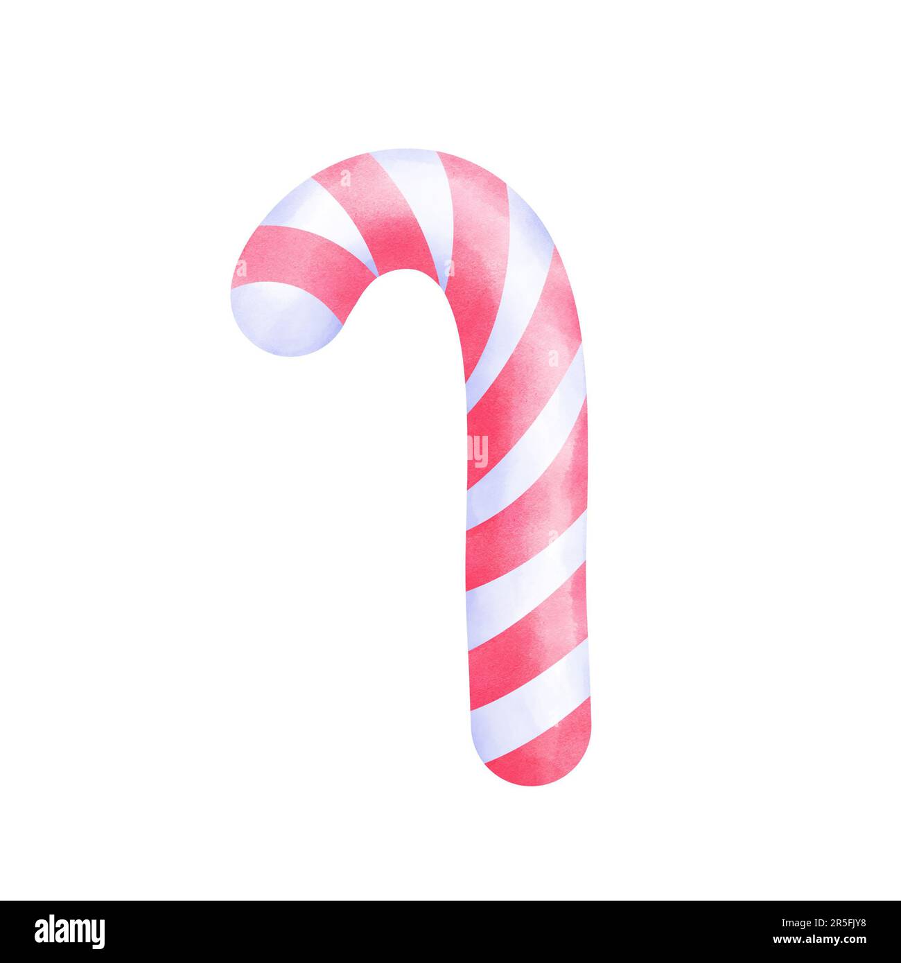 Watercolor pink and white candy cane clipart. Hand drawn watercolor candies illustration isolated on white background.Halloween candy,Christmas candy, Stock Photo