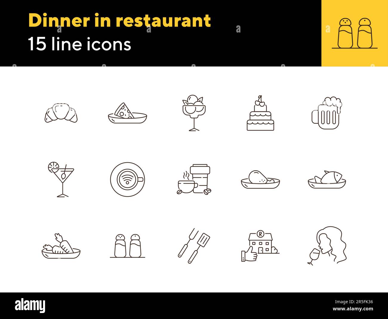 Dinner in restaurant line icon set Stock Vector Image & Art - Alamy