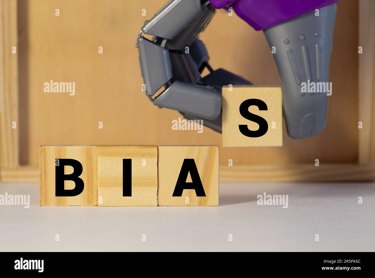 Wooden blocks with the word Bias. Prejudice. Personal opinions. Preconception. Stock Photo