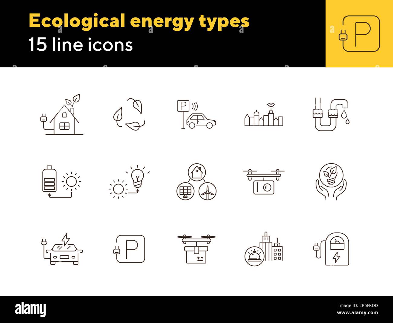 Ecological energy types icons Stock Vector Image & Art - Alamy