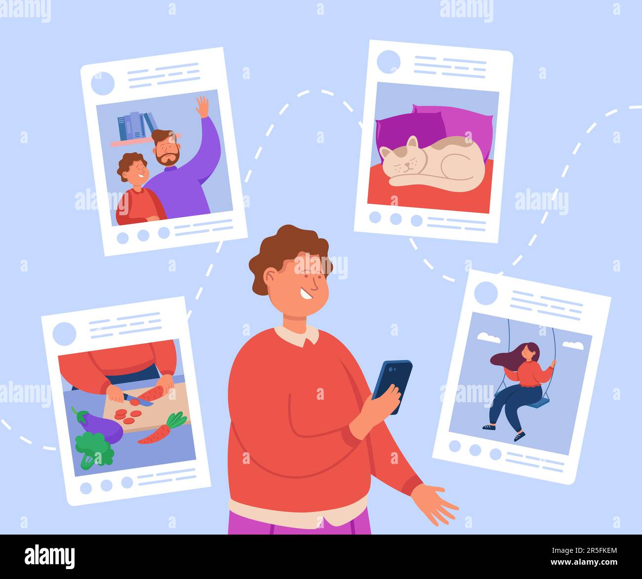 Person sharing moments on social media flat vector illustration Stock Vector Image & Art Alamy