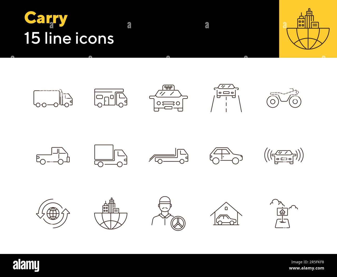 Carry line icon set Stock Vector