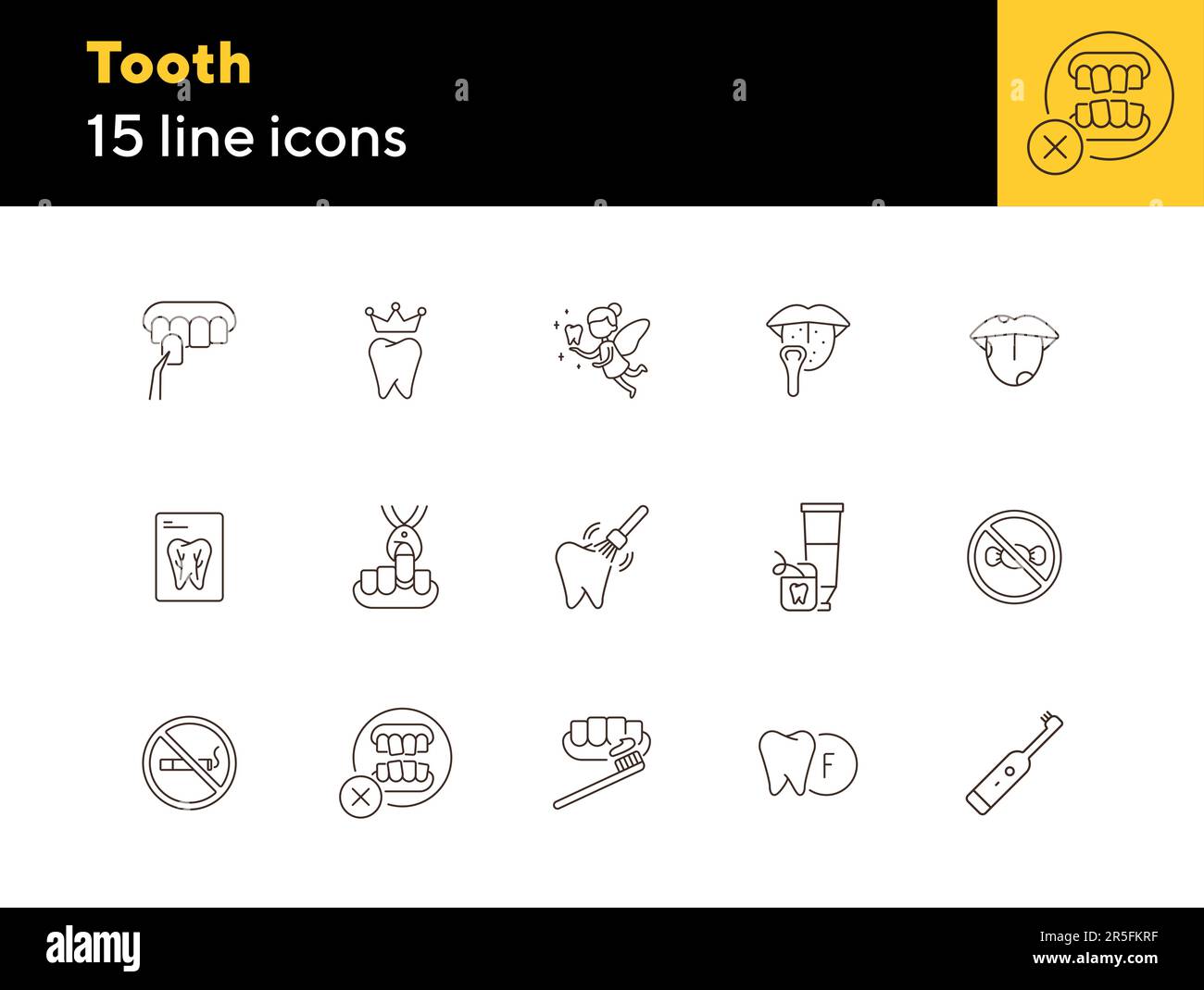 Tooth line icon set Stock Vector Image & Art - Alamy