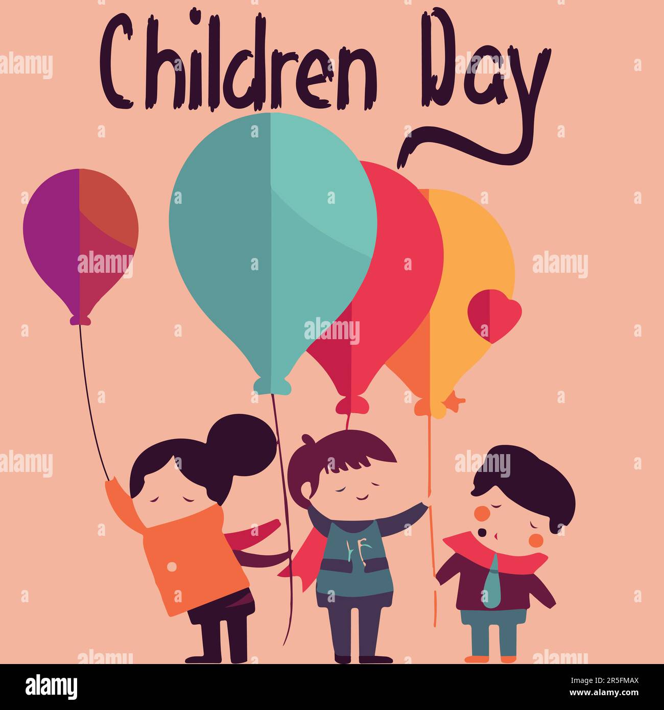Happy Children Day flat vector illustration Stock Vector
