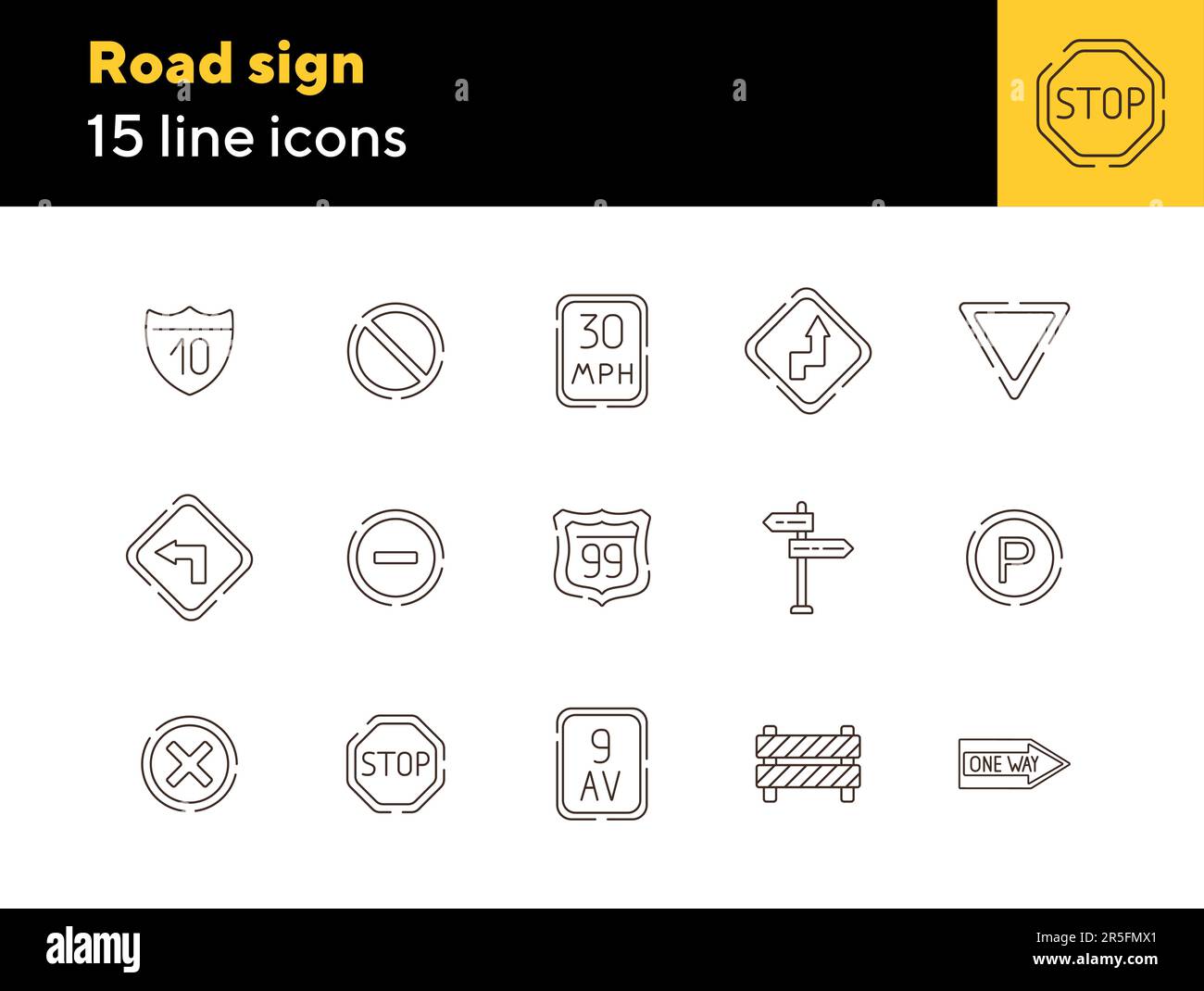 Road sign icon set Stock Vector Image & Art - Alamy