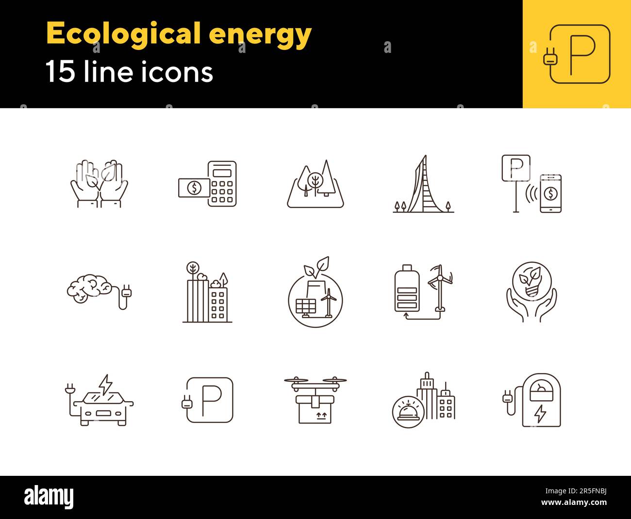 Ecological energy icons Stock Vector Image & Art - Alamy