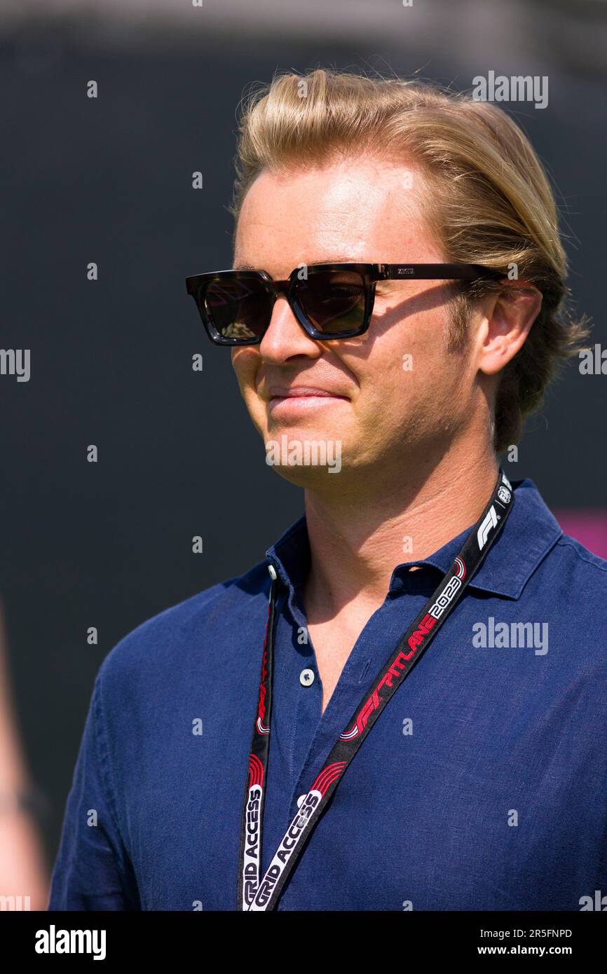 Barcelona, Spain. 3rd June 2023: Circuit de Barcelona-Catalunya, Barcelona, Spain: Formula 1 Spanish Grand Prix 2023: Qualifying Day: Formula One world champion Nico Rosberg arrives to the paddock during the Spain GP Credit: Action Plus Sports Images/Alamy Live News Stock Photo