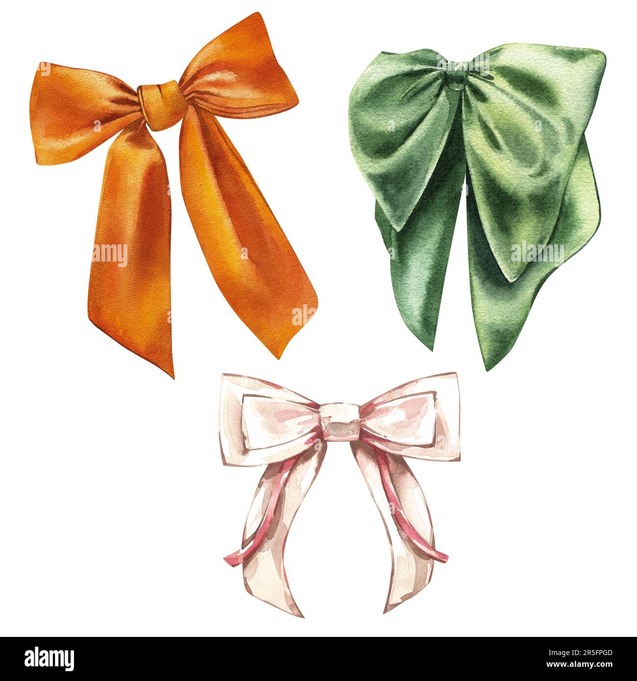 Set realistic silk ribbon bows isolated on white background. Watercolor  hand drawing illustration. Fashion drawing, sketch. Art for design fashion,  st Stock Photo - Alamy