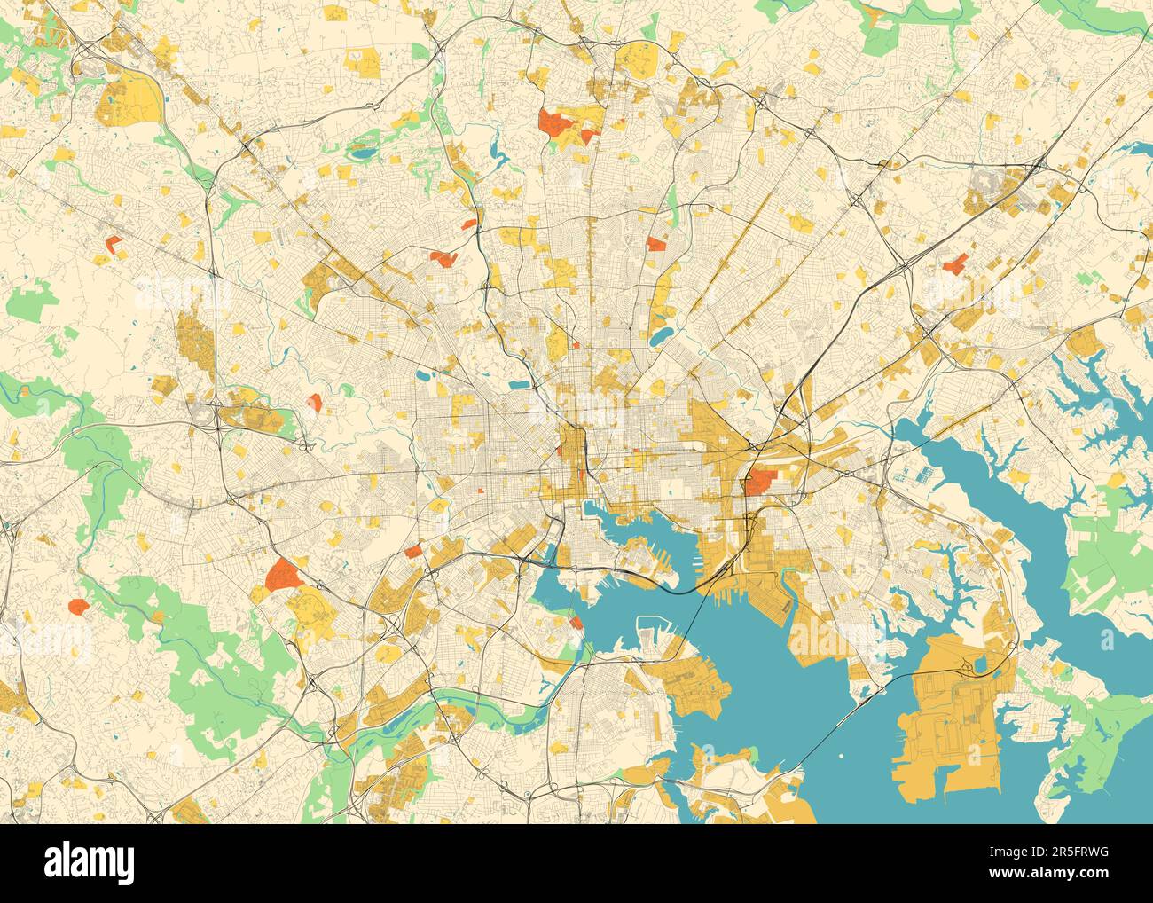 Detailed Vector Map Of Baltimore Maryland USA Stock Vector Image Detailed Vector Map Of Baltimore Maryland Usa 2R5FRWG