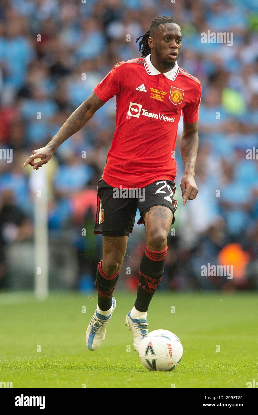 London, UK. 03rd June, 2023. Aaron Wan-Bissaka of Manchester United during the The FA Cup Final match between Manchester City and Manchester United at Wembley Stadium, London, England on 3 June 2023. Photo by Salvio Calabrese. Editorial use only, license required for commercial use. No use in betting, games or a single club/league/player publications. Credit: UK Sports Pics Ltd/Alamy Live News Stock Photo