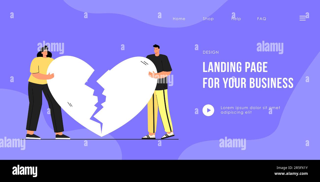 Man and woman holding broken heart flat vector illustration Stock ...