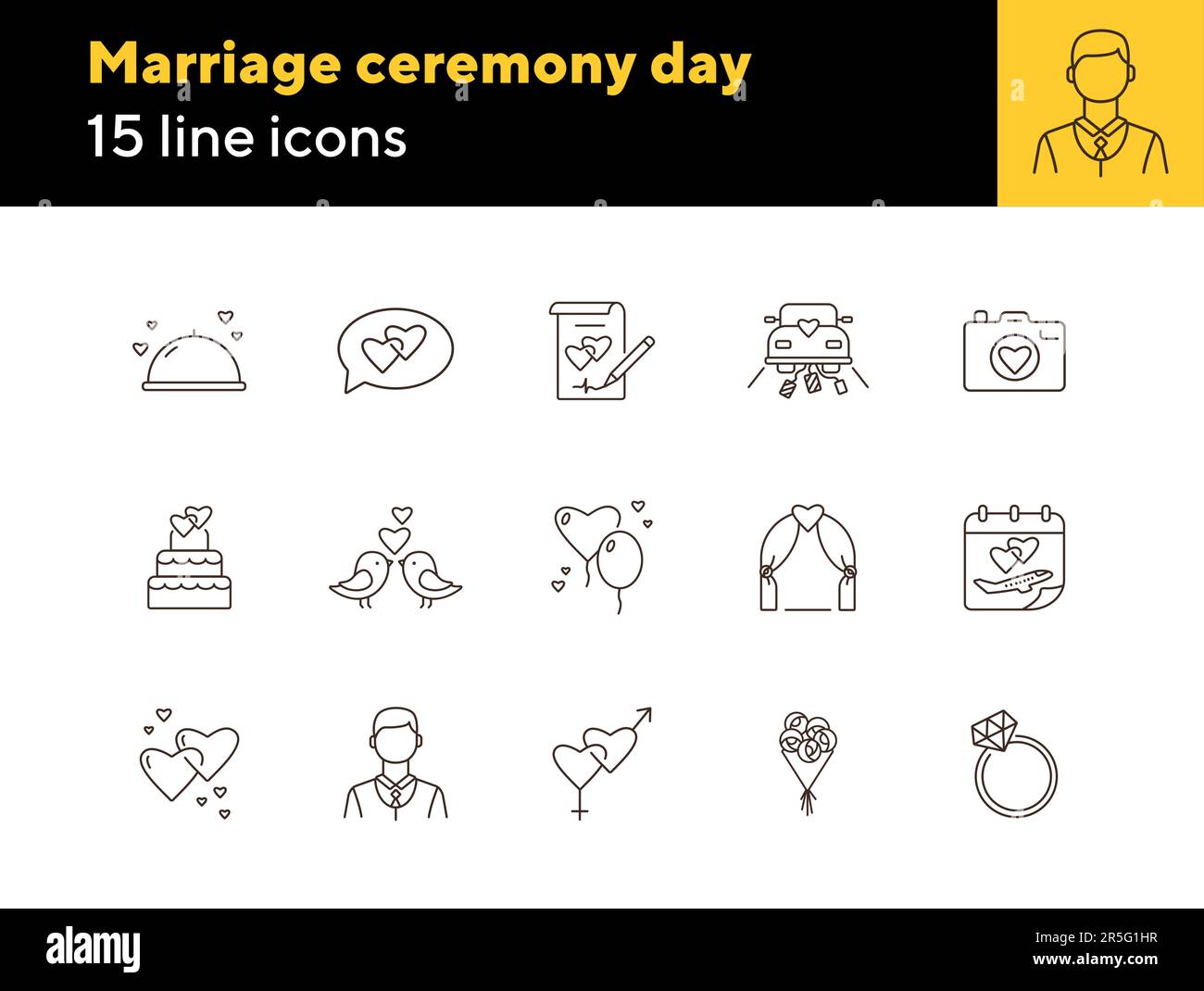 Marriage ceremony day line icons Stock Vector Image & Art - Alamy