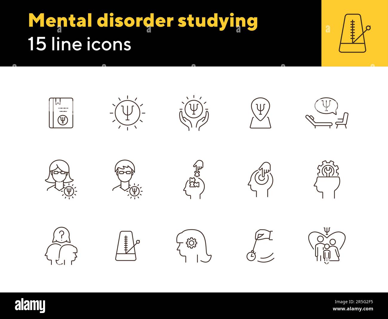 Mental disorder studying line icon set Stock Vector Image & Art - Alamy