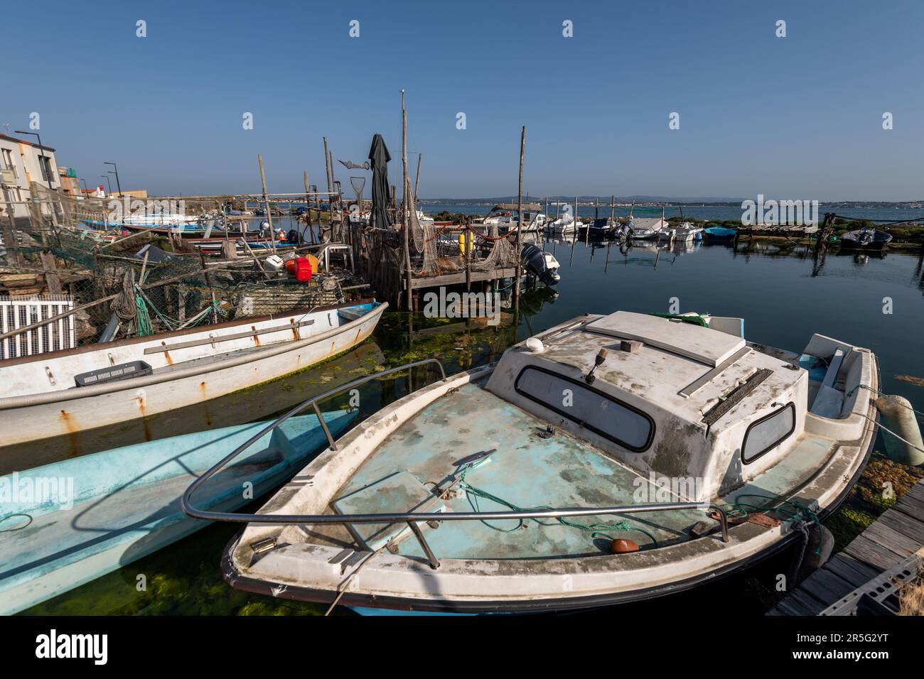 Sete, France. 28th May, 2023. The fishermen's boats are moored at a ...