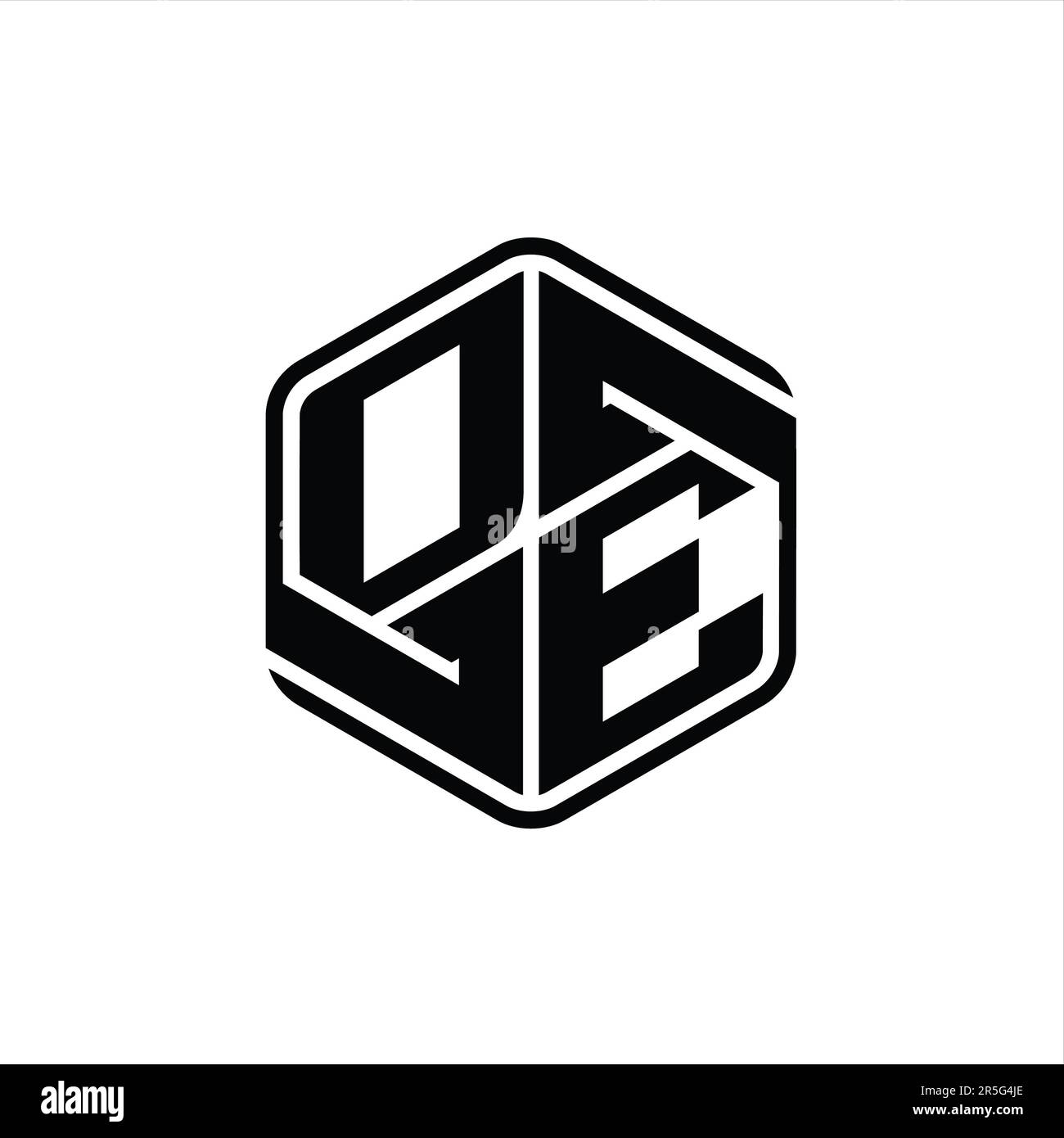 DE Letter Logo monogram hexagon shape with ornament abstract isolated ...