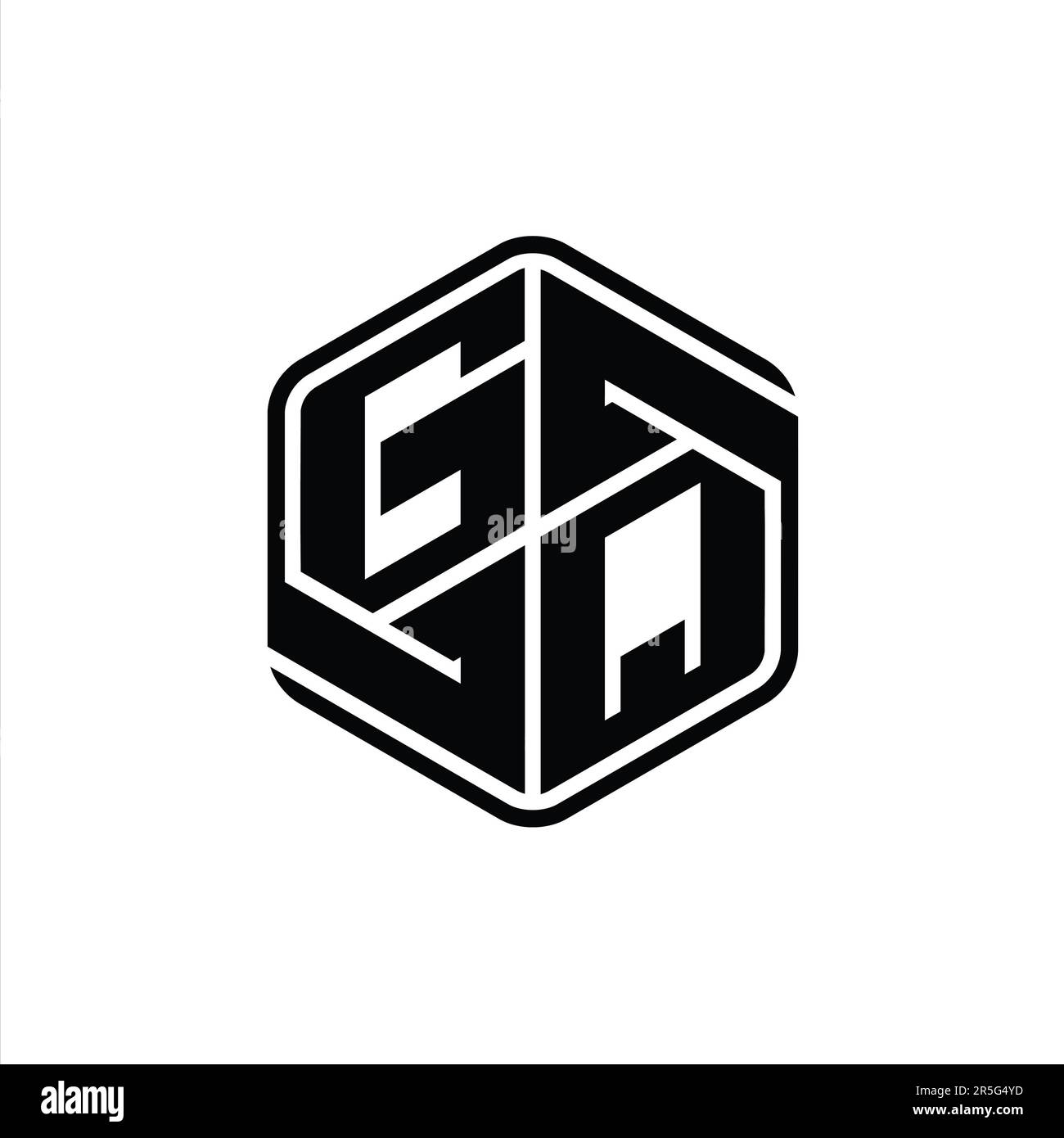 GQ Letter Logo monogram hexagon shape with ornament abstract isolated ...