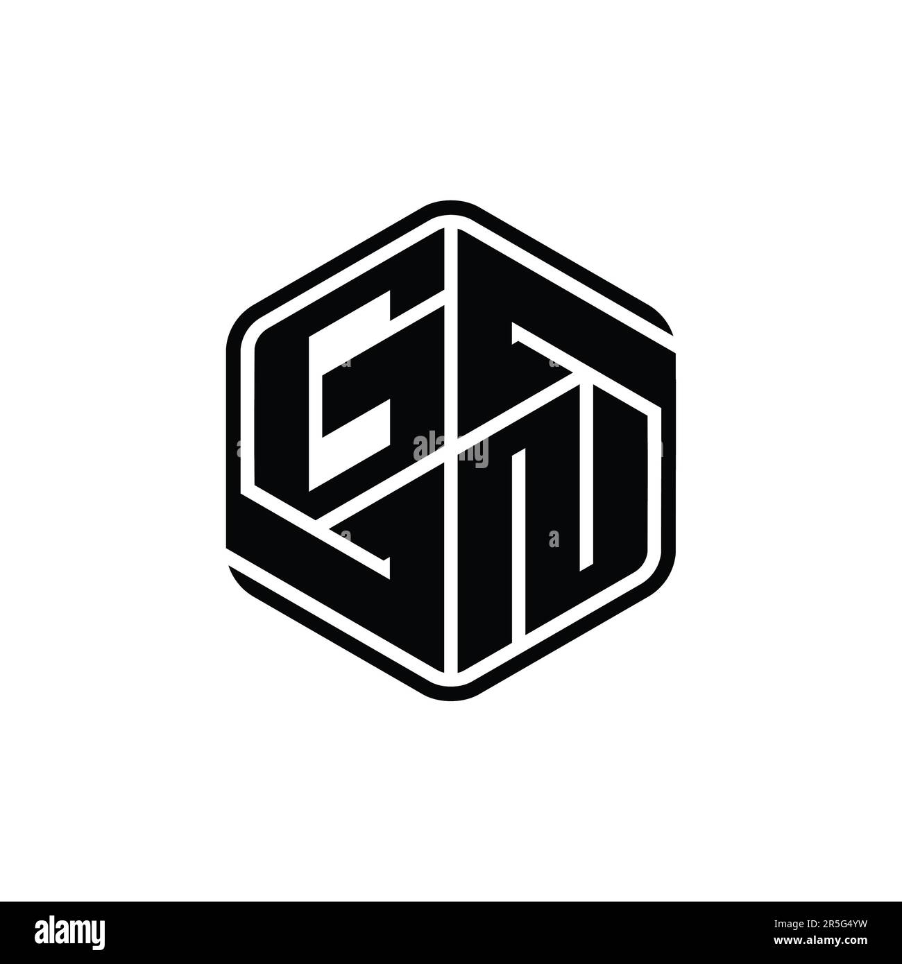 GN Letter Logo monogram hexagon shape with ornament abstract isolated ...