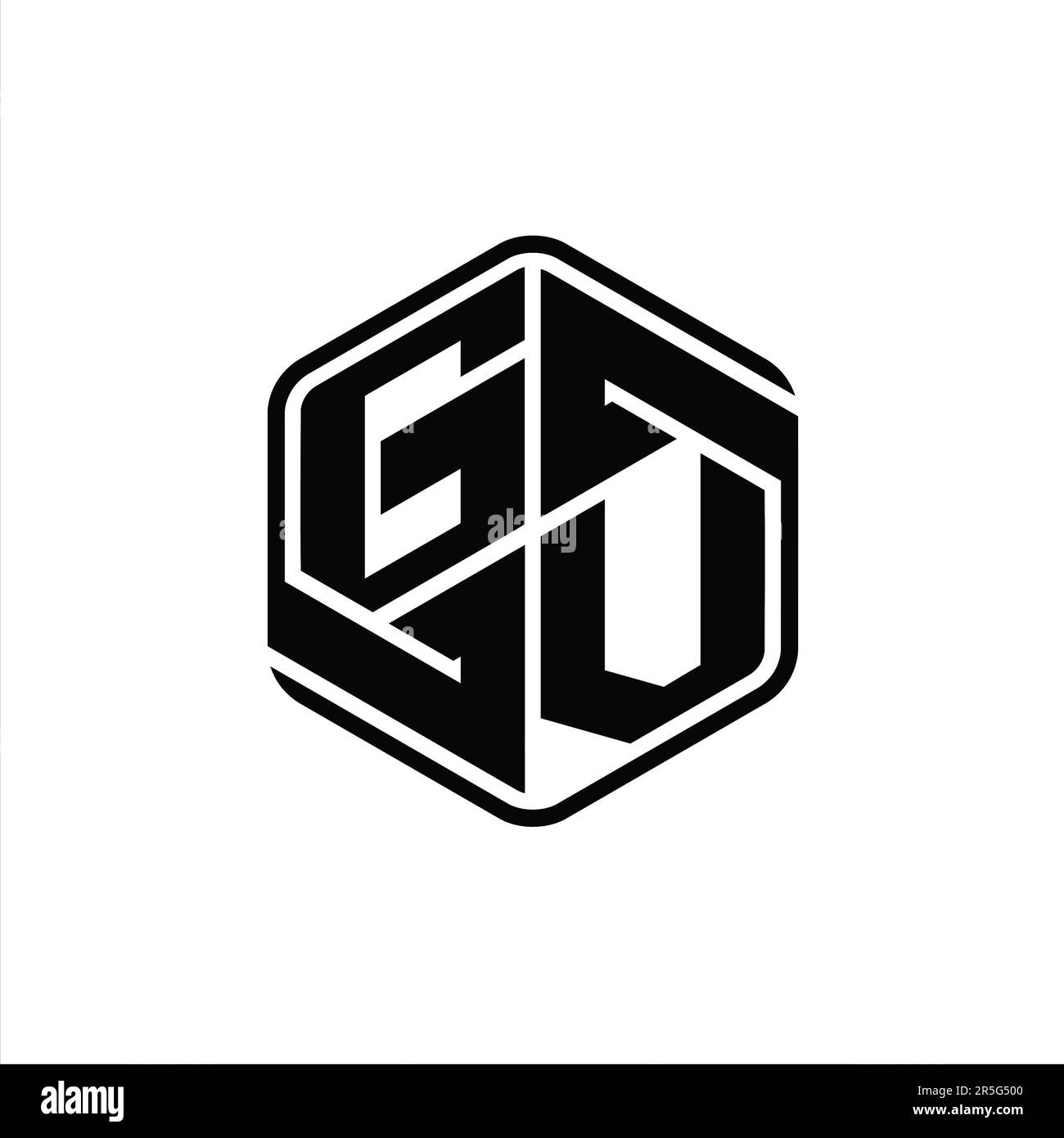 GV Letter Logo monogram hexagon shape with ornament abstract isolated ...