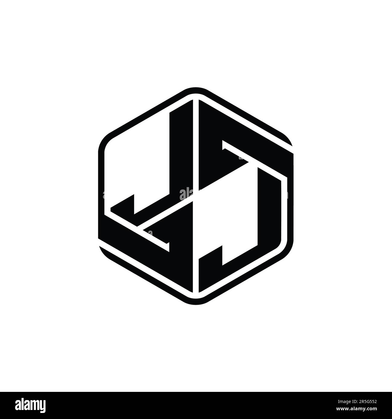 JJ Letter Logo monogram hexagon shape with ornament abstract isolated ...