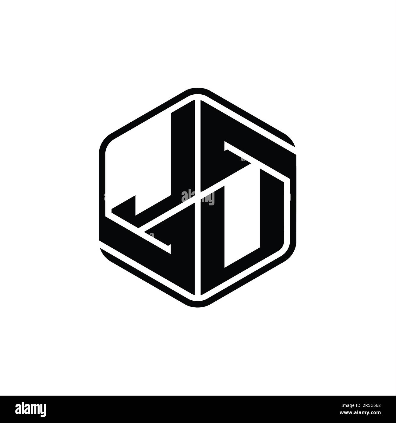 JU Letter Logo monogram hexagon shape with ornament abstract isolated ...