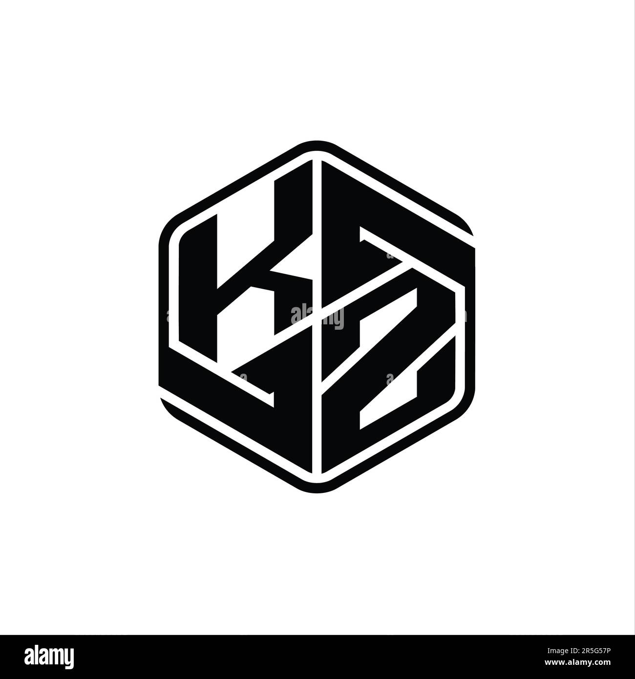 KZ Letter Logo monogram hexagon shape with ornament abstract isolated ...