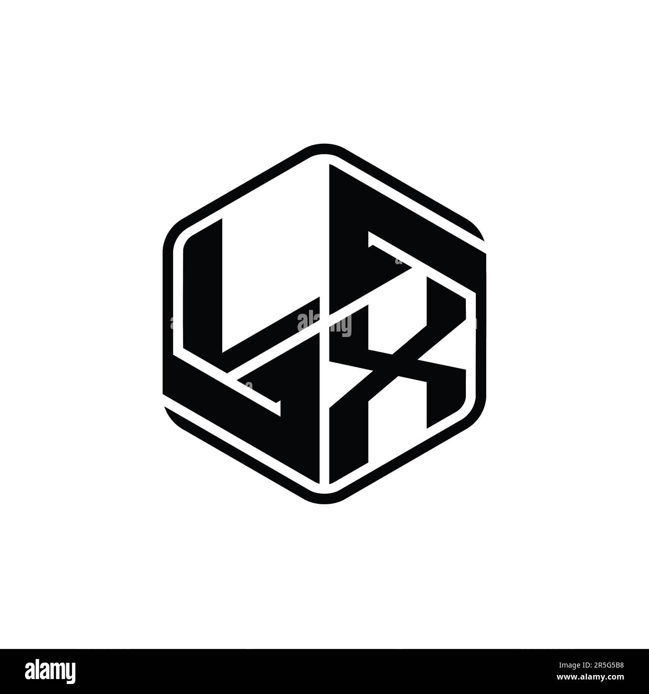 LX Letter Logo monogram hexagon shape with ornament abstract isolated ...