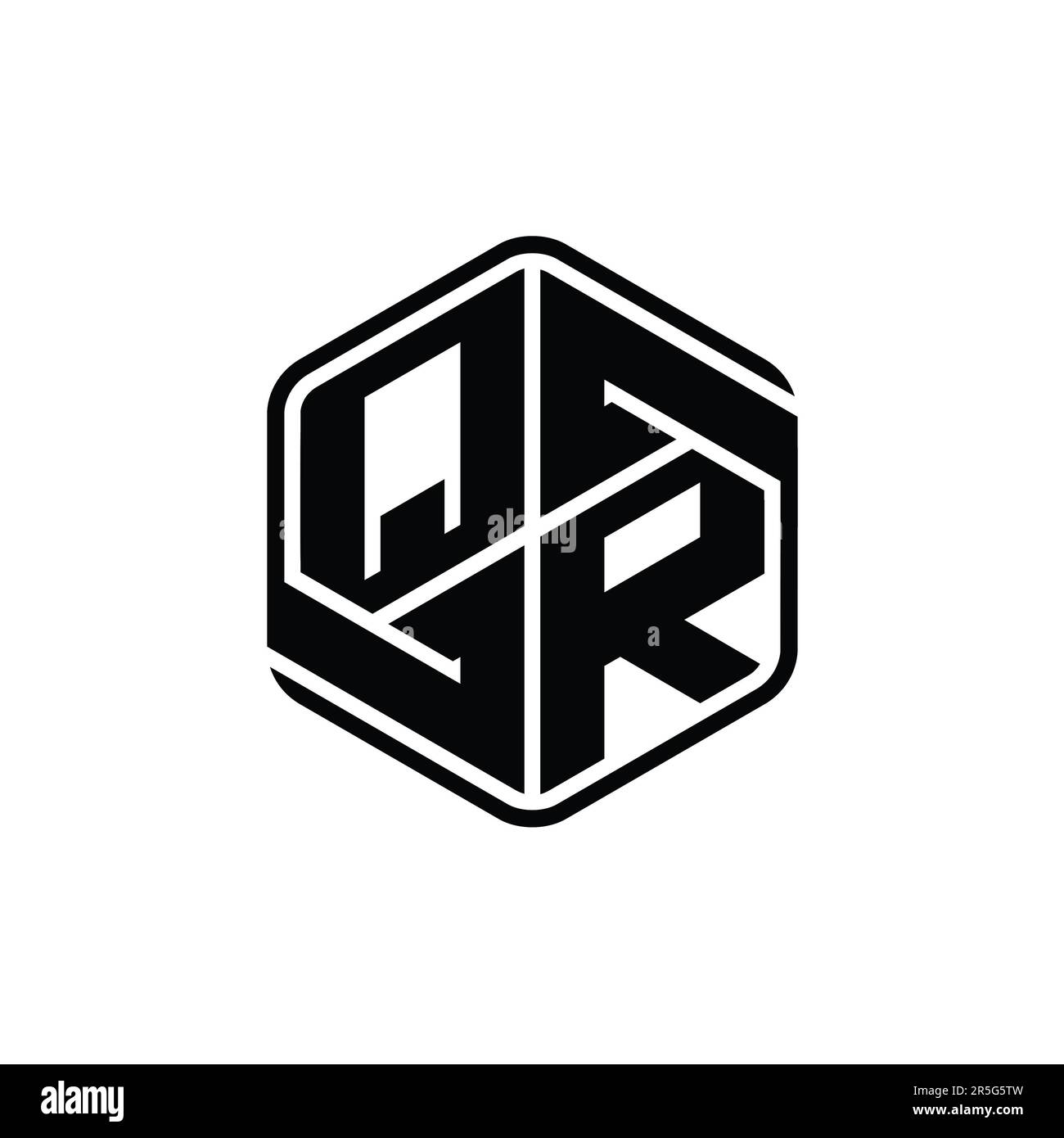 QR Letter Logo monogram hexagon shape with ornament abstract isolated ...