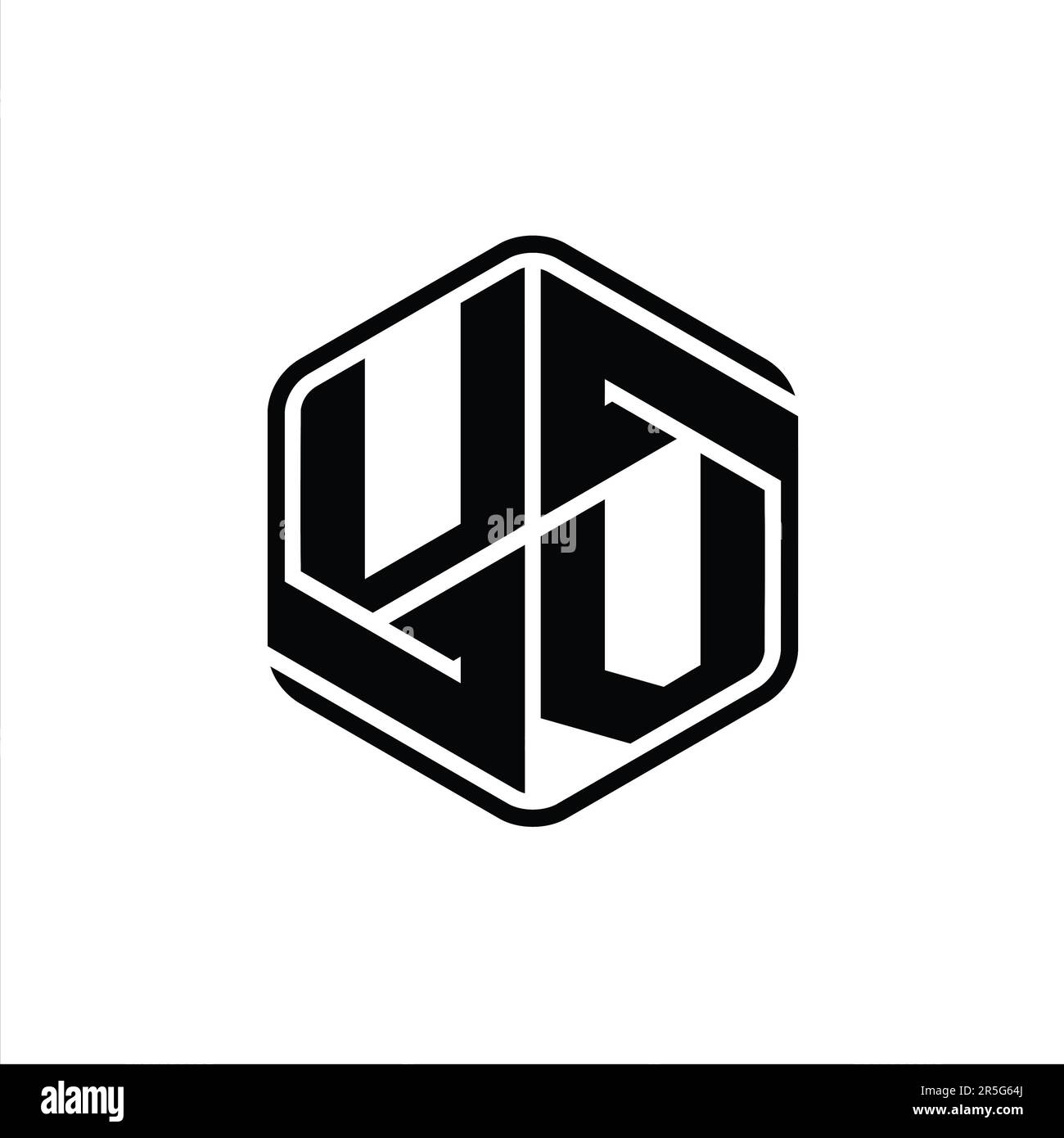 UV Letter Logo monogram hexagon shape with ornament abstract isolated ...