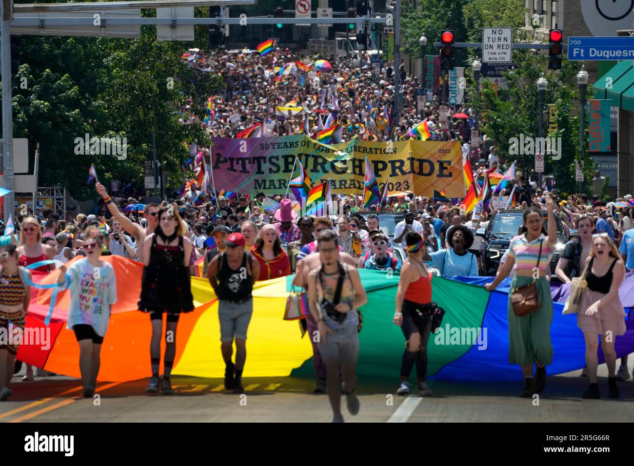 The Pittsburgh Pride parade, celebrating 50 years of Pittsburgh Pride