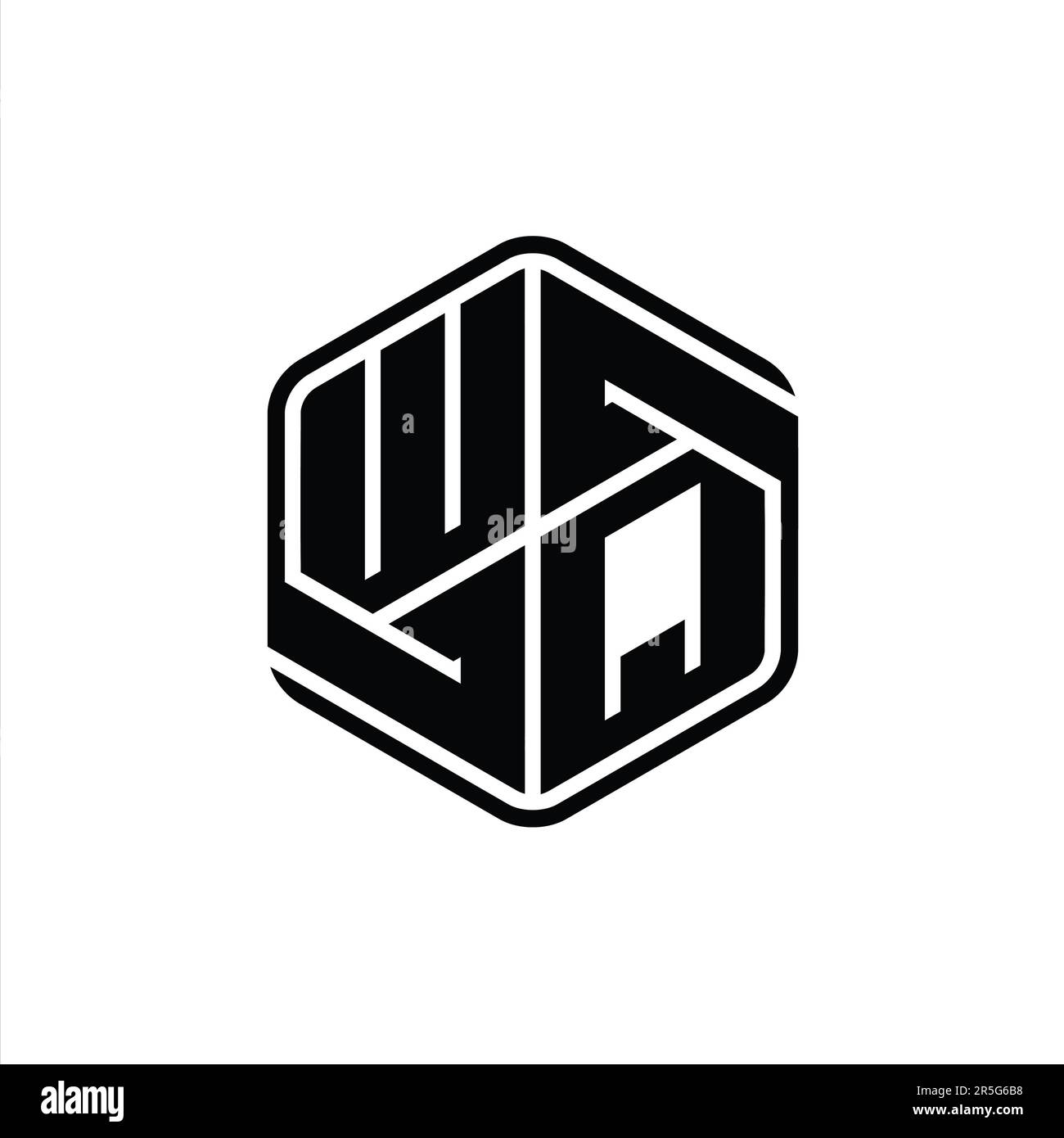 WQ Letter Logo monogram hexagon shape with ornament abstract isolated ...