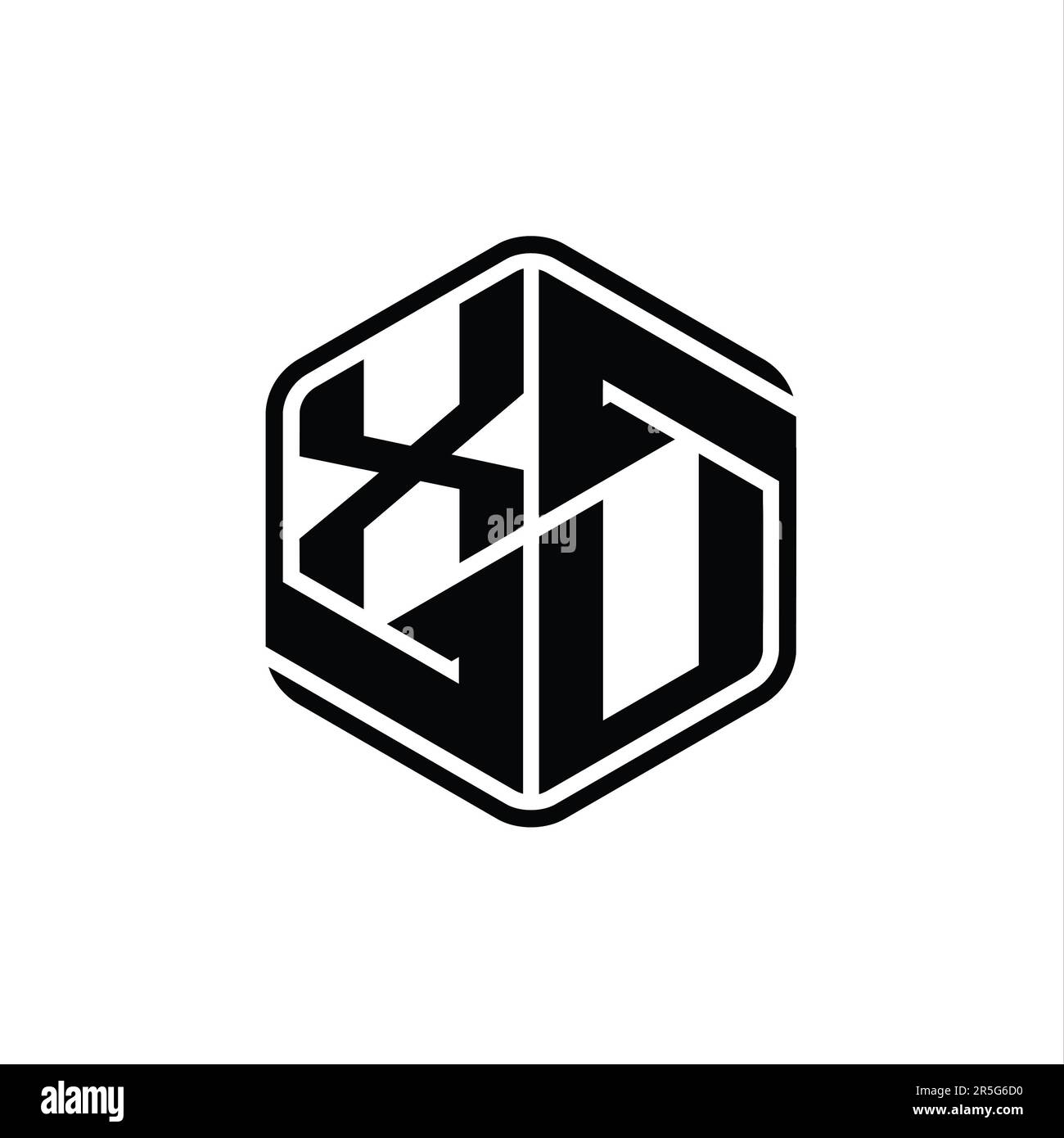 XU Letter Logo monogram hexagon shape with ornament abstract isolated ...