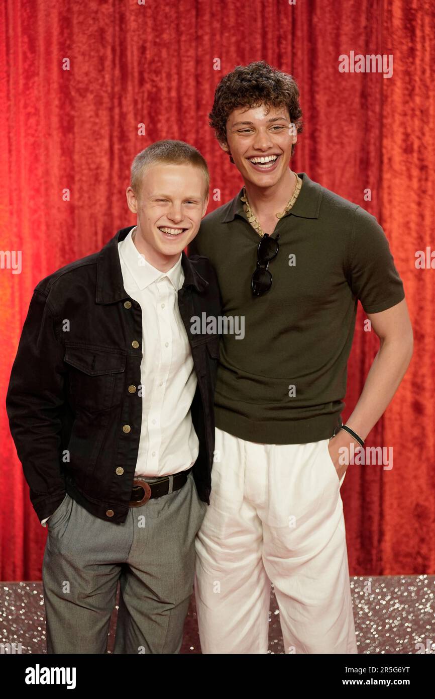 Clay Milner Russell (left) and Bobby Brazier attend the British Soap