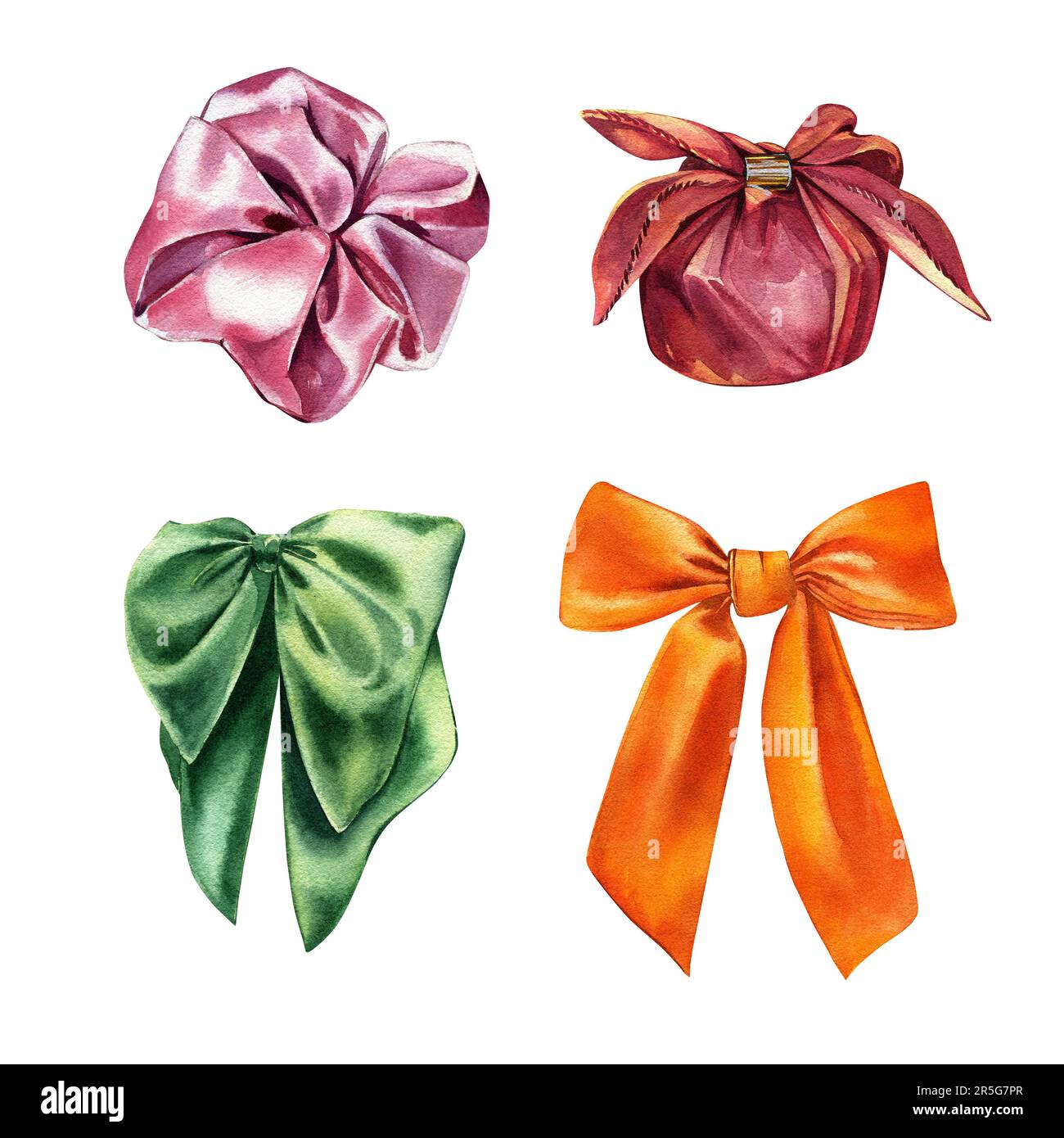Watercolor bows set on white background Stock Photo - Alamy