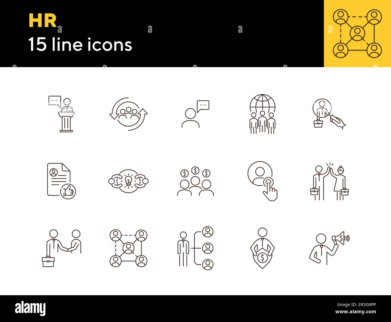 HR line icon set Stock Vector