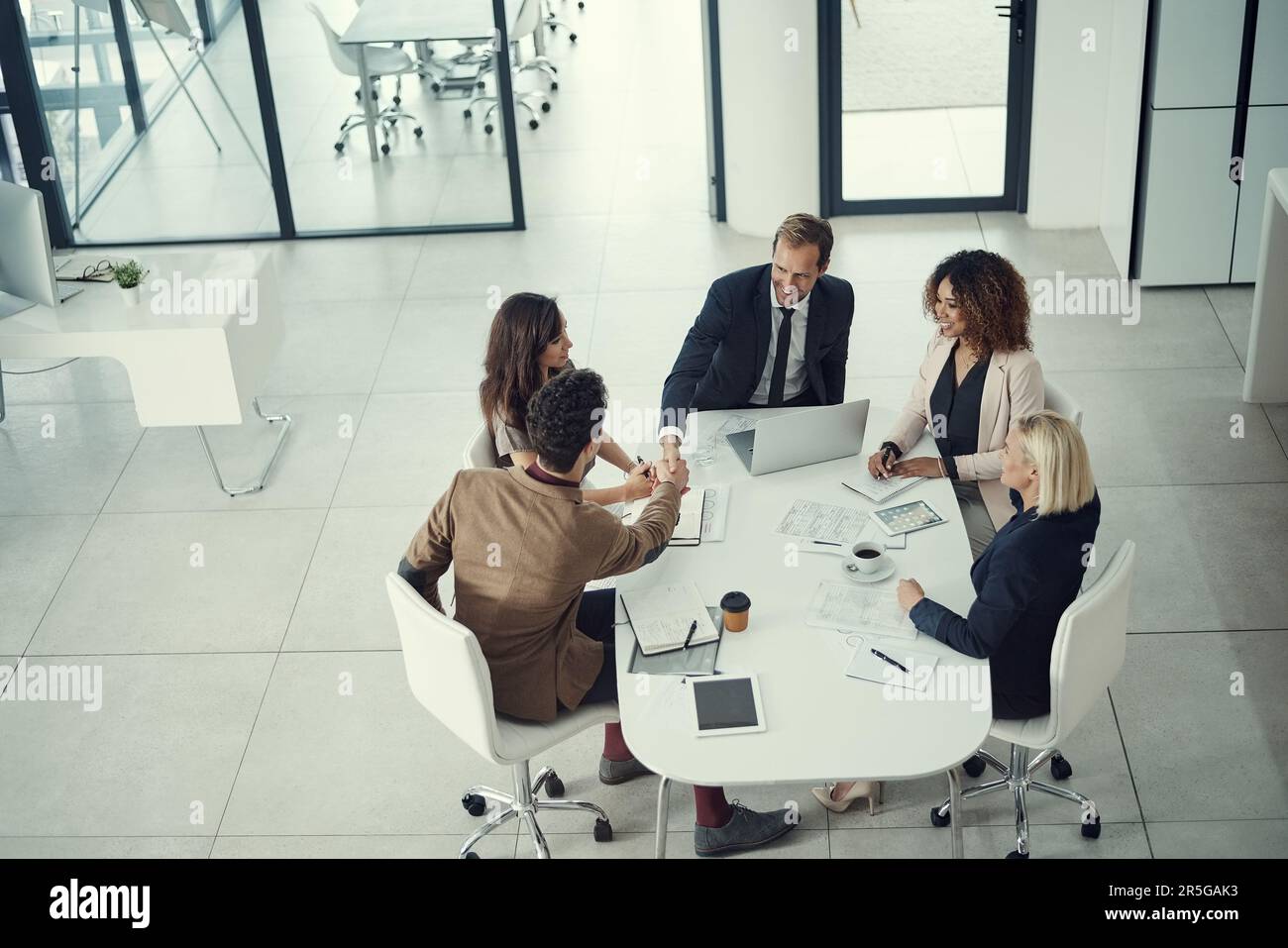 Maximizing productivity with masterful negotiations. two businessmen ...