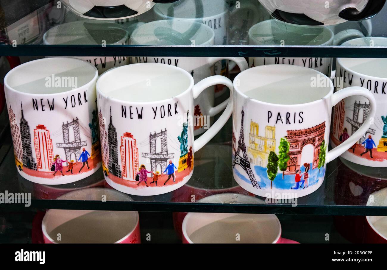 Coffee mugs for sale at M&S Stock Photo Alamy