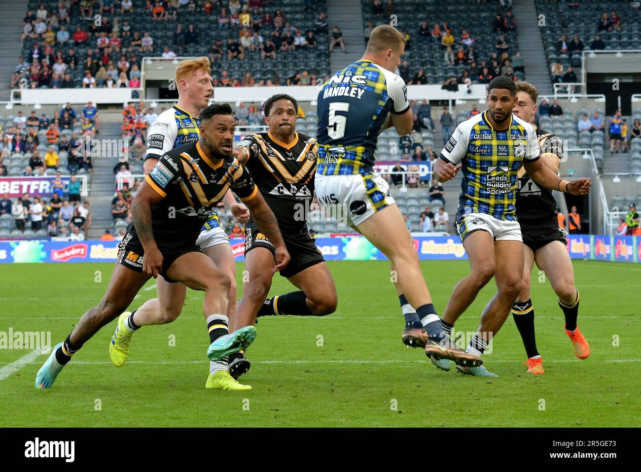 Newcastle, UK. 03rd June, 2023. Betfred Super League Rugby, Magic Weekend, St James Park, Newcastle, Saturday 3rd June 2023, Castleford Tigers win Leeds Rhinos, score 26 to 24, UK Credit: Robert Chambers/Alamy Live News Stock Photo