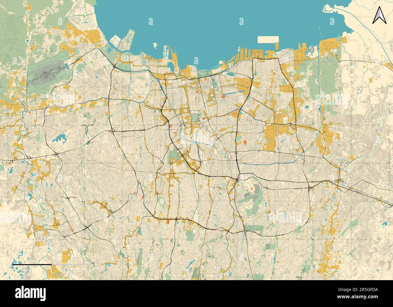 Detailed vector map of Jakarta, Indonesia Stock Vector Image & Art Alamy