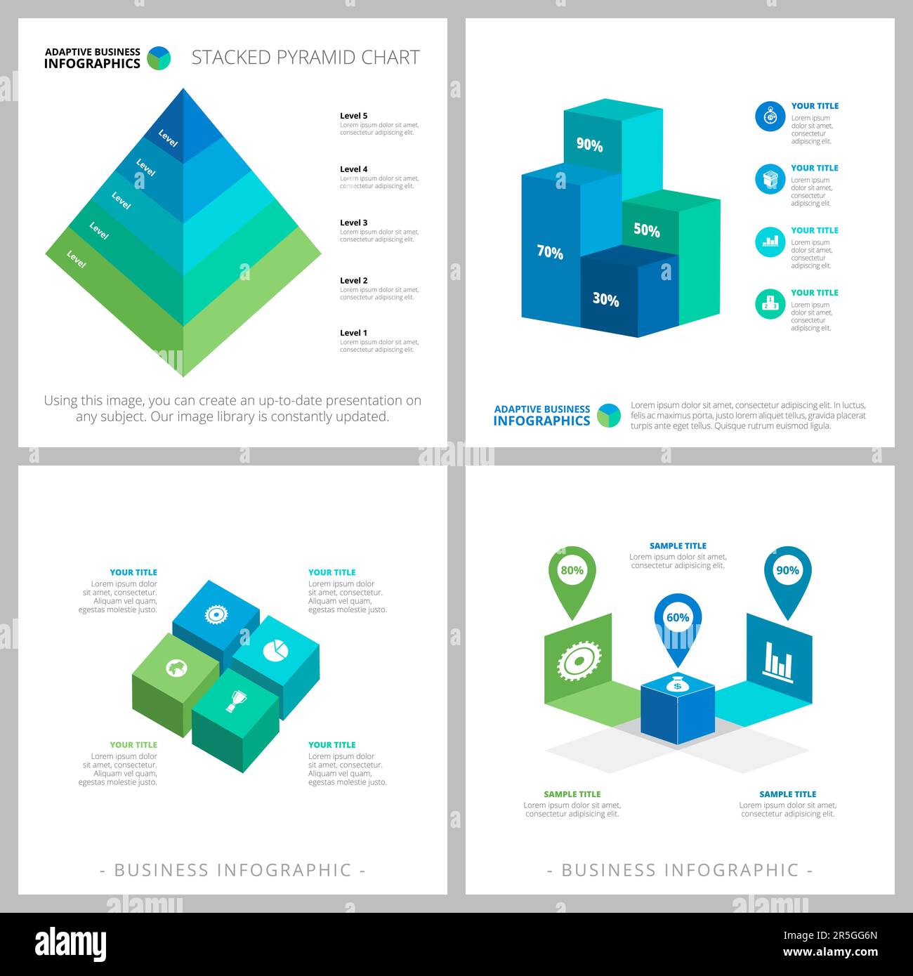 Creative charts set for annual report, business project Stock Vector