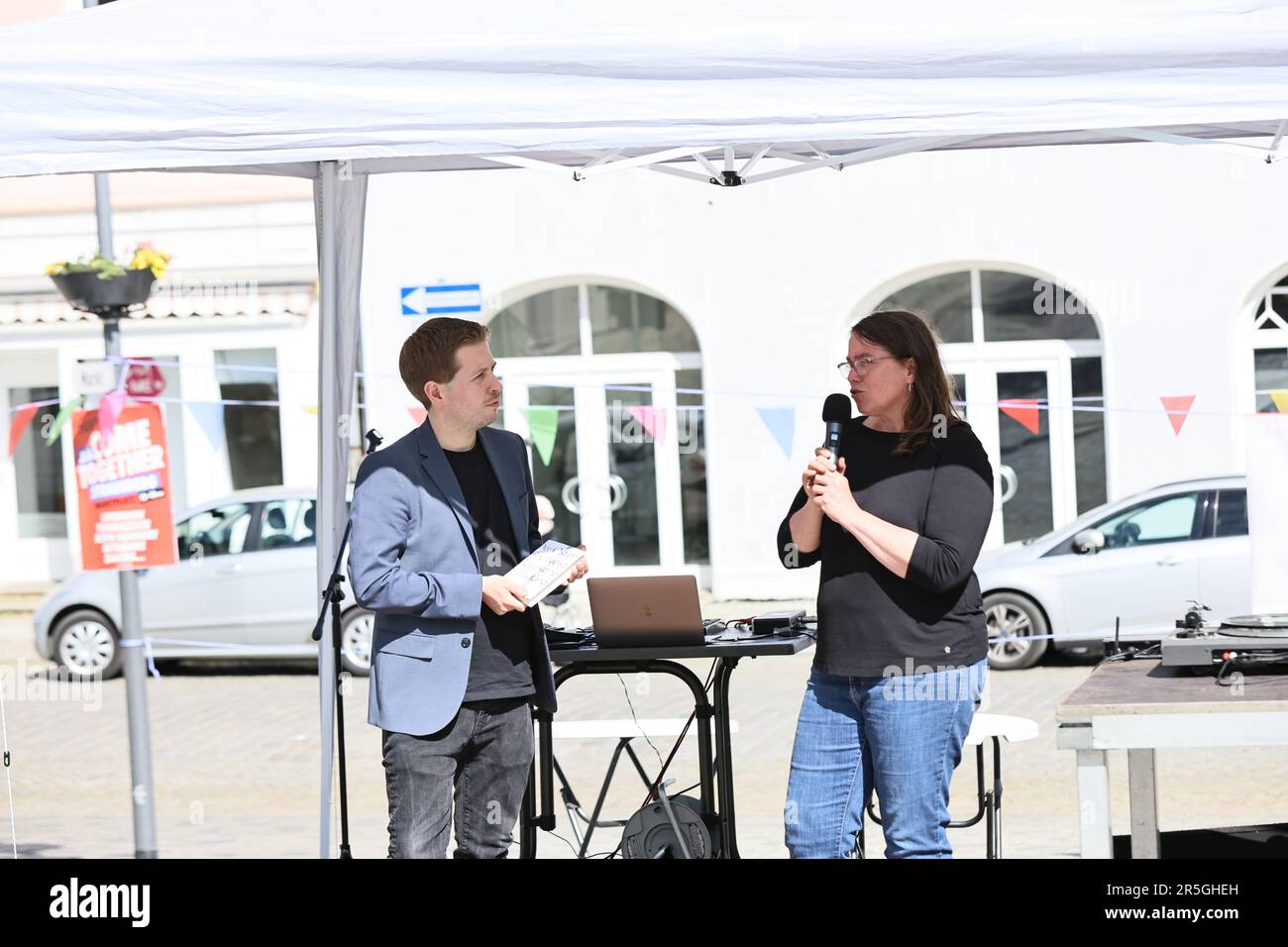 06/03/2023, Strausberg, Germany,Kevin Kühnert and Elske Hildebrandt on