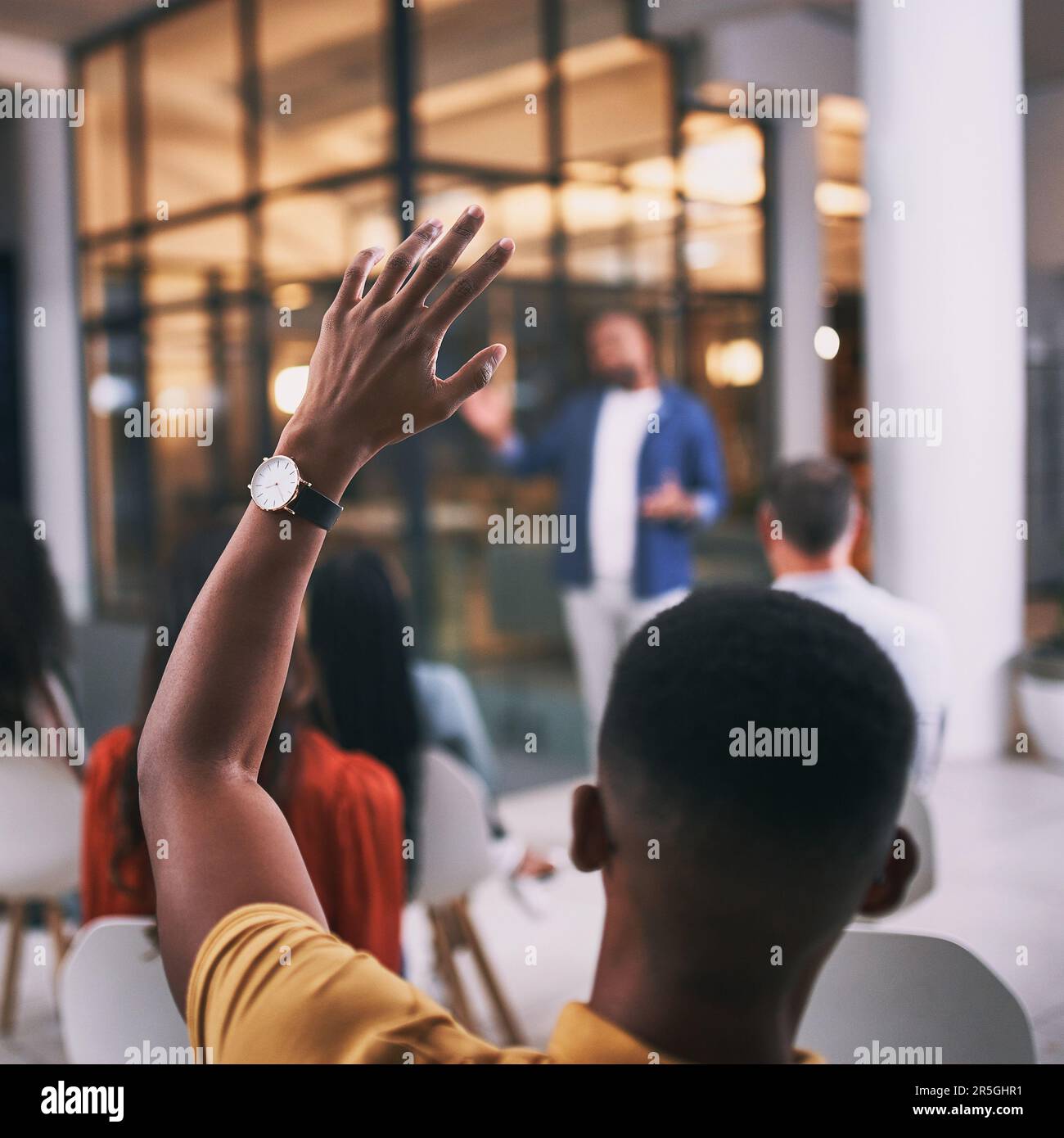 People raising hand office behind hi-res stock photography and images ...