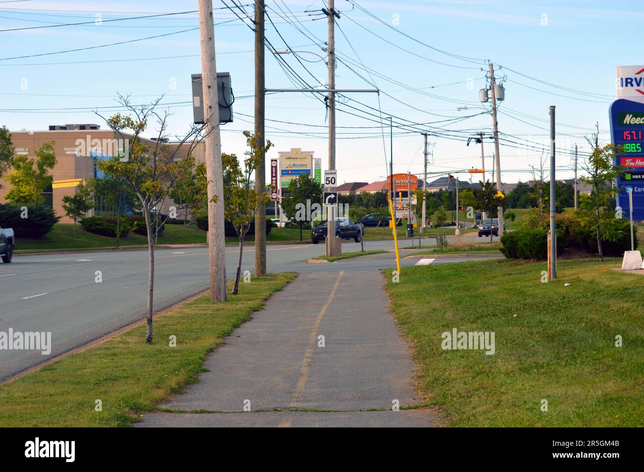 Multi-use path, a shared pedestrian and cycling pathway, on Baker Drive in Dartmouth, Nova Scotia, Canada Stock Photo