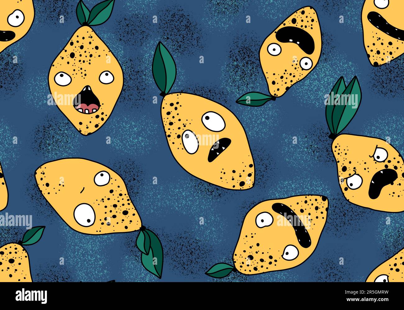 Summer cartoon fruit seamless monster lemon pattern for wrapping paper ...