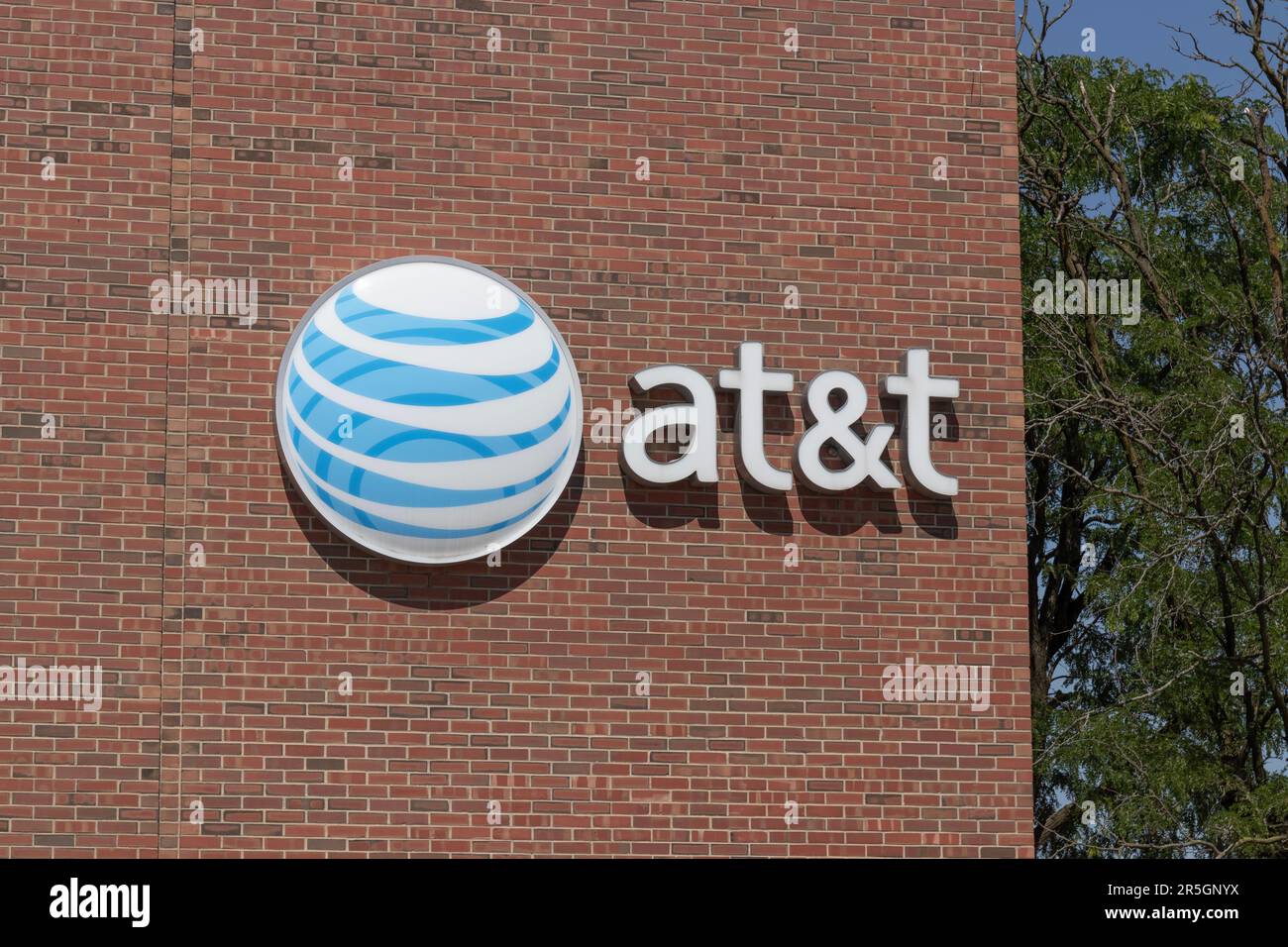 Champaign - Circa June 2023: AT&T central office. AT&T offers voice ...