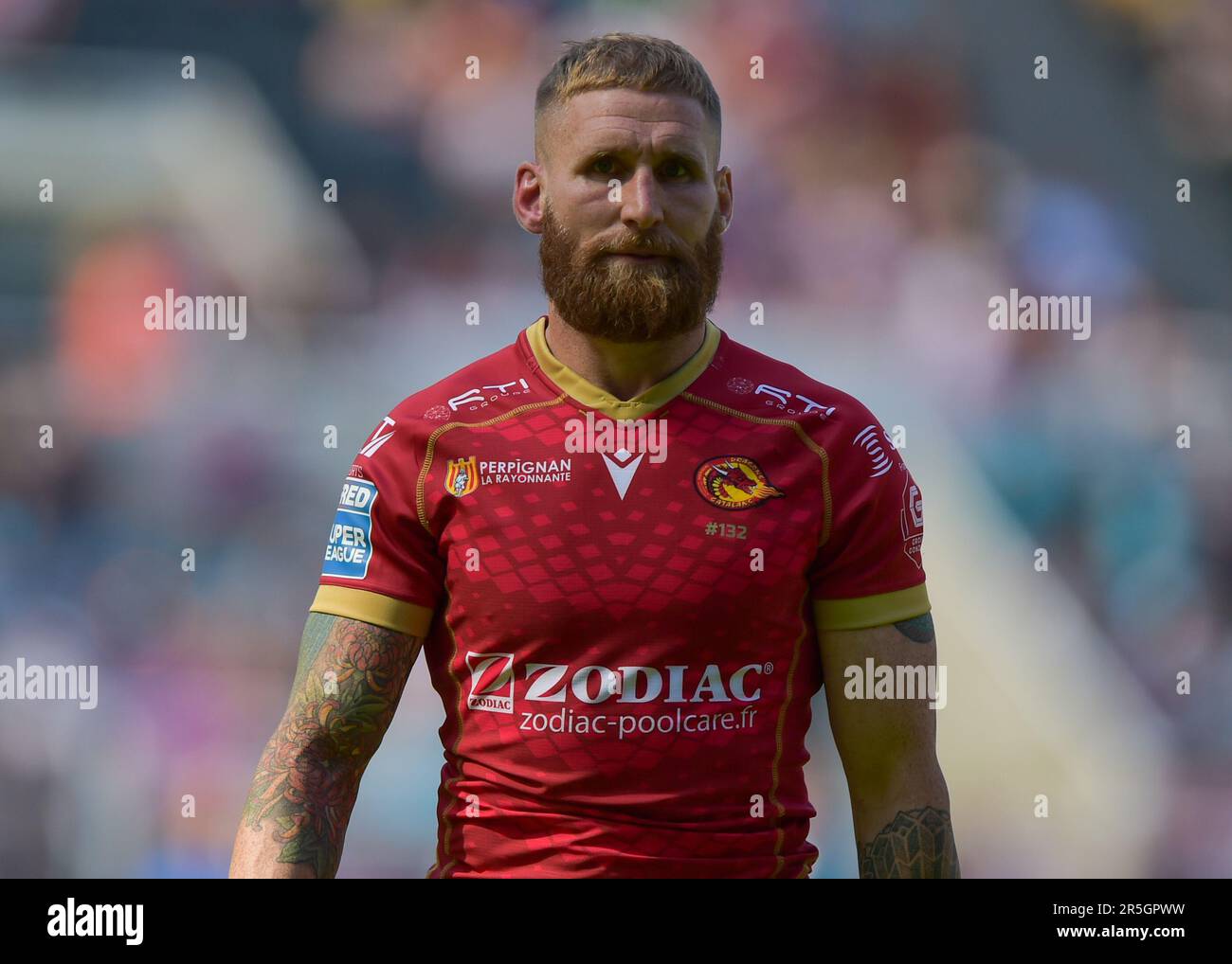 Sam Tomkins #29 of Catalans Dragons during the Betfred Super League Magic Weekend match Wigan Warriors vs Catalans Dragons at St. James Park, Brackley, United Kingdom, 3rd June 2023 (Photo by Craig Cresswell/News Images) Stock Photo