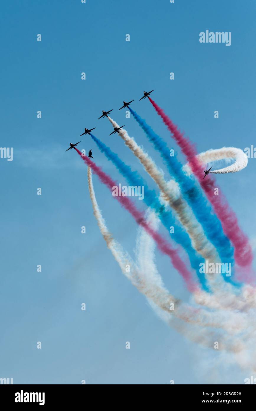 RAF Red Arrows Aerobatic Team at Midlands Air Festival 2023 Stock Photo