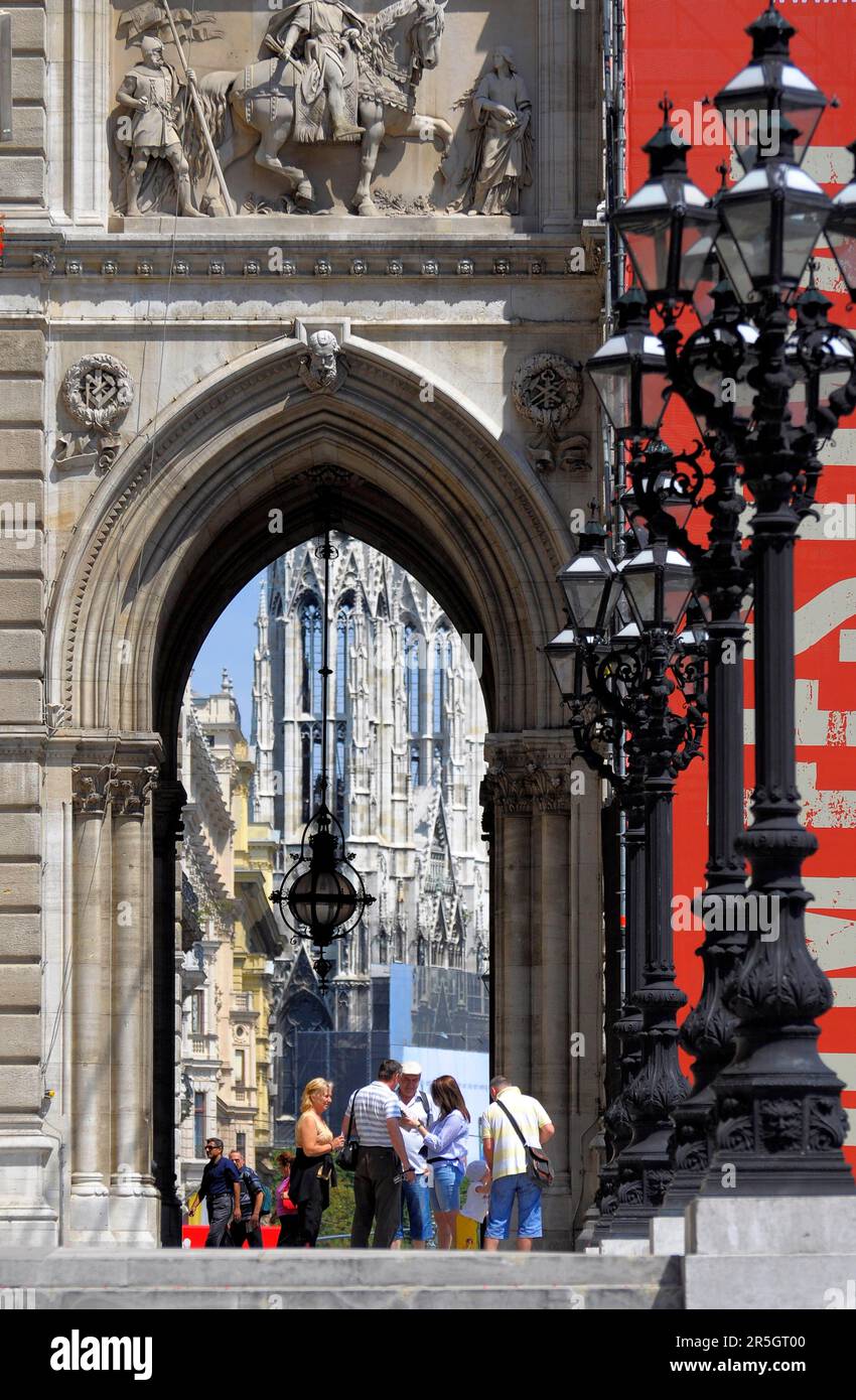 Austria, Vienna, Votivkirche, Roman Catholic Church seen from the roadhouse Stock Photo