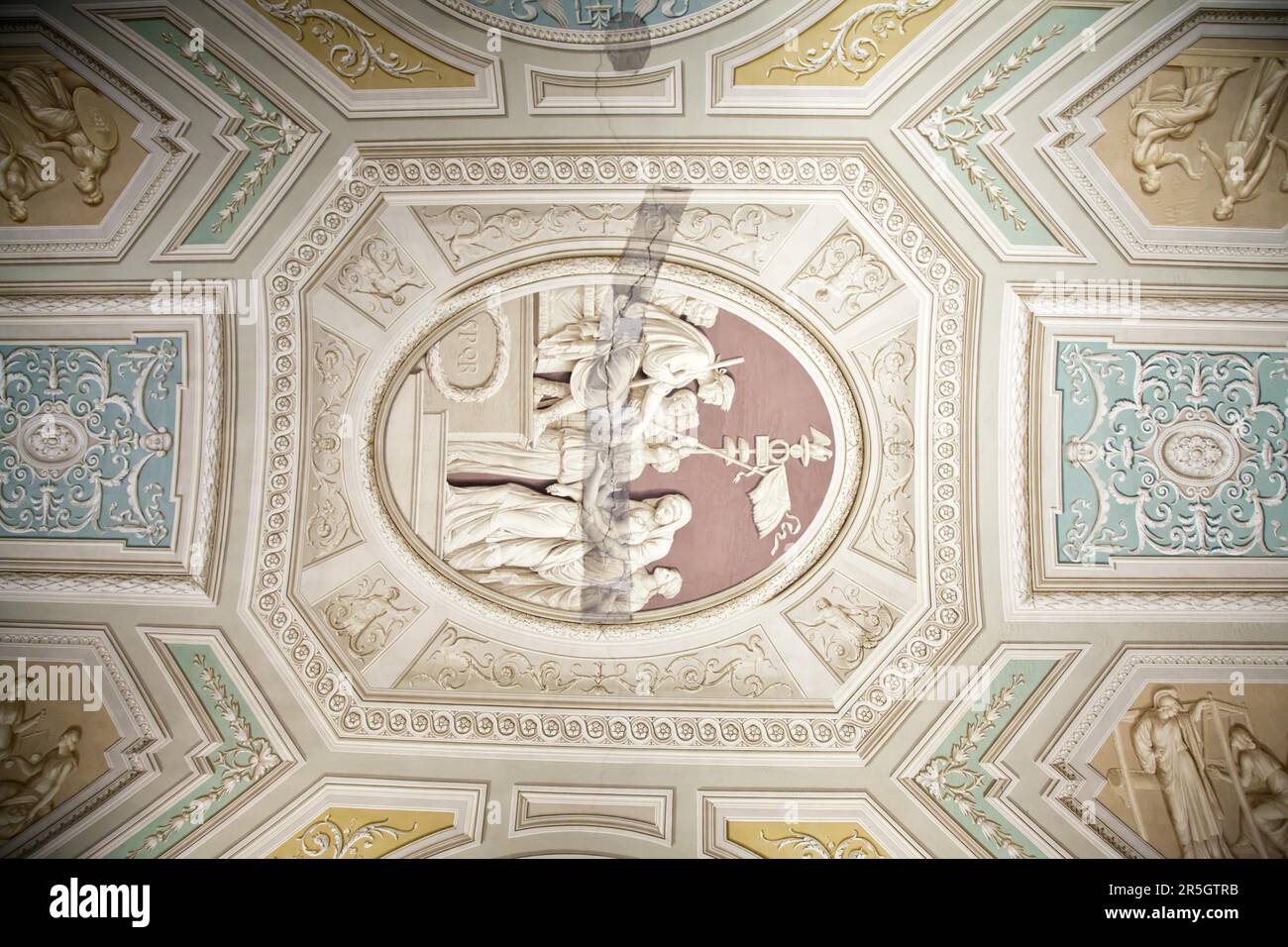 Vatican Museums, Rome, Italy: example of painting restoration technique Stock Photo