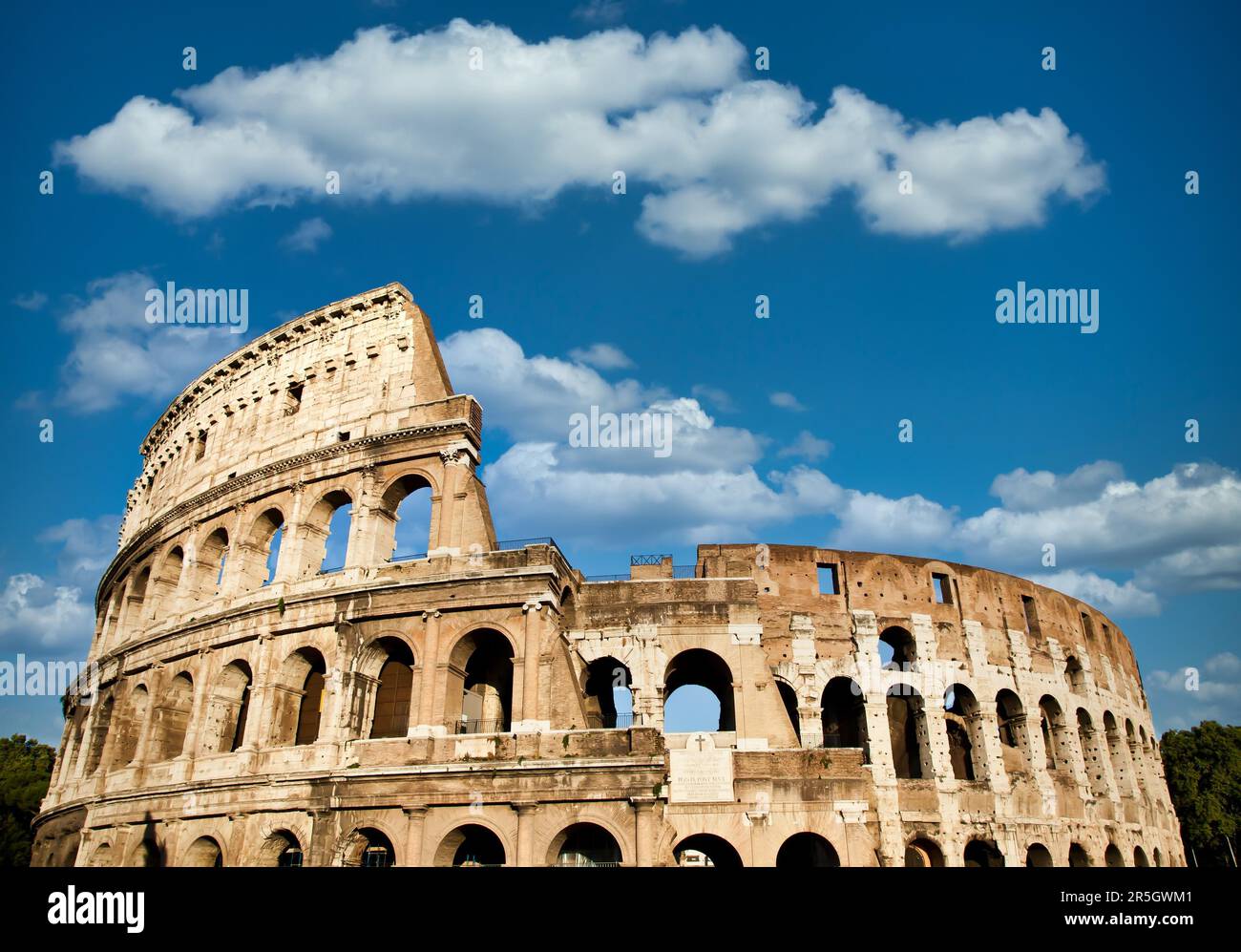 Rome, Italy. Arches archictecture of Colosseum (Colosseo) exterior with
